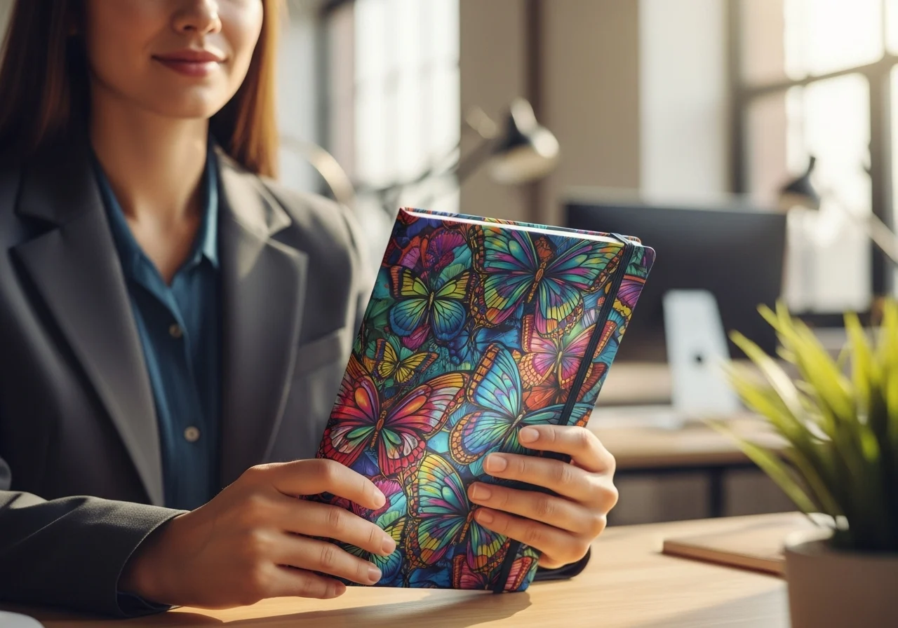 girl_holding_colorful_notebook_office